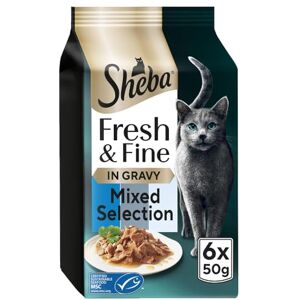 Sheba Fresh & Fine Cat Pouches with Tuna & Cod in Gravy 8 x 6x50g Sheba Fresh & Fine Cat Pouches with Tuna & Cod in Gravy 8 x 6x50g