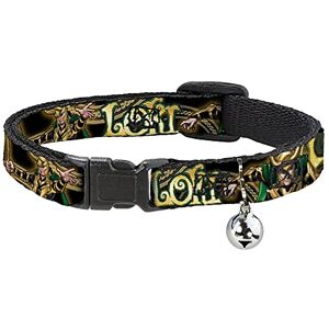 Buckle-Down Cat Collar Breakaway Loki Poses Black Gold Green 8 to 12 Inches 0.5 Inch Wide, Model: BAC-WAV037-NM Buckle-Down Cat Collar Breakaway Loki Poses Black Gold Green 8 to 12 Inches 0.5 Inch Wide, Model: BAC-WAV037-NM