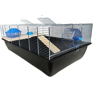 Little Friends Carlton Rat and Hamster Cage With Wooden Shelf and Ladder, 78 X 48 X 29 cm, Black Little Friends Carlton Rat and Hamster Cage With Wooden Shelf and Ladder, 78 X 48 X 29 cm, Black