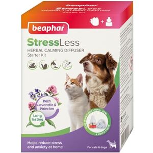 Beaphar – StressLess Herbal Calming Plug-In Diffuser Starter Kit – For Cats & Dogs Reduces Stress & Anxiety at Home With Valerian & Lavandin – 4 Weeks Calming –– 1x Plug-in & 1x 30ml Refill Beaphar – StressLess Herbal Calming Plug-In Diffuser Starter Kit – For Cats & Dogs Reduces Stress & Anxiety at Home With Valerian & Lavandin – 4 Weeks Calming –– 1x Plug-in & 1x 30ml Refill