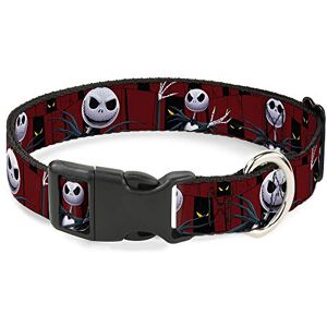 Buckle-Down Plastic Clip Collar Nightmare Before Christmas 3-Jack Poses/Peeping Eyes Burgundy/Black/Yellow 1/2" Wide Fits 6-9" Neck Small Buckle-Down Plastic Clip Collar Nightmare Before Christmas 3-Jack Poses/Peeping Eyes Burgundy/Black/Yellow 1/2" Wide Fits 6-9" Neck Small