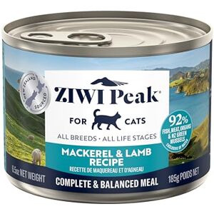 ZIWI Peak Grain Free Cat Food Tins All Natural High Protein Pate New Zealand Mackerel & Lamb Recipe 12 x 185g Multipack ZIWI Peak Grain Free Cat Food Tins All Natural High Protein Pate New Zealand Mackerel & Lamb Recipe 12 x 185g Multipack