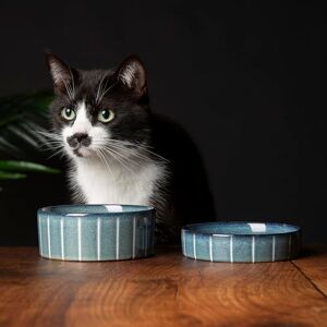 Scruffs Ceramic Heavy Duty Reactive Glaze Cat Bowls 2pc Set Grey Pinstripe Scruffs Ceramic Heavy Duty Reactive Glaze Cat Bowls 2pc Set Grey Pinstripe