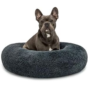 lionto Donut bed for dogs and cats, fluffy round dog bed for small and large pets, Ø 70 cm, soft cat bed made of cuddly plush, dog cushion with extra thick filling, dark grey lionto Donut bed for dogs and cats, fluffy round dog bed for small and large pets, Ø 70 cm, soft cat bed made of cuddly plush, dog cushion with extra thick filling, dark grey