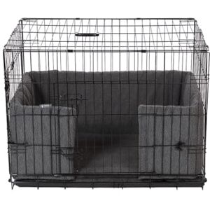 Danish Design Dog Crate Bumper Sherpa Fleece, Ecoflex Recycled Filling Grey Small Danish Design Dog Crate Bumper Sherpa Fleece, Ecoflex Recycled Filling Grey Small