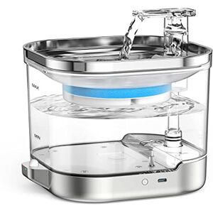 HORJOR Cat Water Fountain with Automatic Sensor, 2L Pet Water Dispensers for Dogs Cats with Stainless Steel Water Bowl & 2 Extra Filters, Wireless 5000mAh Battery Powered HORJOR Cat Water Fountain with Automatic Sensor, 2L Pet Water Dispensers for Dogs Cats with Stainless Steel Water Bowl & 2 Extra Filters, Wireless 5000mAh Battery Powered
