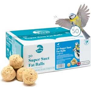 RSPB Fat Balls for Wild Birds, High Energy Suet Balls, Made in the UK, Delicious and Nutritious Bird Food, Suitable for Year-Round Feeding (Box of 50) RSPB Fat Balls for Wild Birds, High Energy Suet Balls, Made in the UK, Delicious and Nutritious Bird Food, Suitable for Year-Round Feeding (Box of 50)
