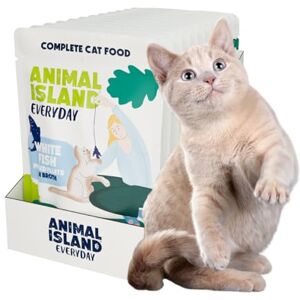 Animal Island Complete Wet Cat Food for Adult Cats Shredded White Fish Cod Fillets in Aromatic Broth with Chicken and Tapioca Starch Pouches, 12 x 85g Animal Island Complete Wet Cat Food for Adult Cats Shredded White Fish Cod Fillets in Aromatic Broth with Chicken and Tapioca Starch Pouches, 12 x 85g