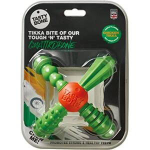 Tasty Bone TastyBone QuattroBone Nylon Dog Chew Toy for Small Dogs (Chicken Tikka) Indestructible for Aggressive Chewers, Everlasting Flavour, Strong Healthy Teeth, Made in the UK Tasty Bone TastyBone QuattroBone Nylon Dog Chew Toy for Small Dogs (Chicken Tikka) Indestructible for Aggressive Chewers, Everlasting Flavour, Strong Healthy Teeth, Made in the UK