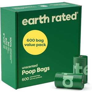 Earth Rated Dog Poo Bags Value Pack, Leak-Proof and Extra-Thick Pet Waste Bags for Big and Small Dogs, Refill Rolls, Unscented, 600 Count Earth Rated Dog Poo Bags Value Pack, Leak-Proof and Extra-Thick Pet Waste Bags for Big and Small Dogs, Refill Rolls, Unscented, 600 Count