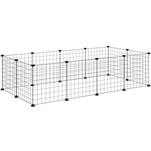 PawHut Pet Playpen Metal Wire Fence - Small Animal Cage - Black PawHut Pet Playpen Metal Wire Fence - Small Animal Cage - Black