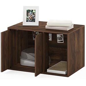 Furinno PELI Cat Litter Box Enclosure, 24 Wide Hidden Litter Box Furniture with Side Entrance, Wooden Pet House with Doors, Easy Assembly, for Living Room, Columbia Walnut Furinno PELI Cat Litter Box Enclosure, 24 Wide Hidden Litter Box Furniture with Side Entrance, Wooden Pet House with Doors, Easy Assembly, for Living Room, Columbia Walnut