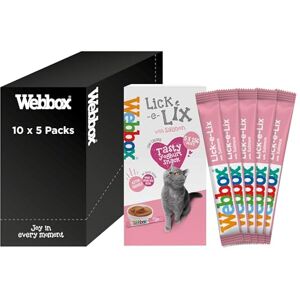Webbox Lick-e-Lix Cat Treats, Salmon Kitten Friendly, Grain and Gluten Free, No Artificial Preservatives or Colours (10 x 5 Packs) Webbox Lick-e-Lix Cat Treats, Salmon Kitten Friendly, Grain and Gluten Free, No Artificial Preservatives or Colours (10 x 5 Packs)