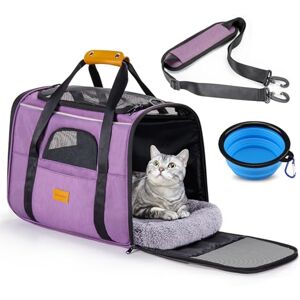 morpilot Cat Carrier Airline Approved, Top Opening Portable Dog Bag with Breathable Mesh/Removable Mat, Adjustable Shoulder Strap & Bowl, Foldable Travel Cage, M, Pink (Max 7kg) morpilot Cat Carrier Airline Approved, Top Opening Portable Dog Bag with Breathable Mesh/Removable Mat, Adjustable Shoulder Strap & Bowl, Foldable Travel Cage, M, Pink (Max 7kg)