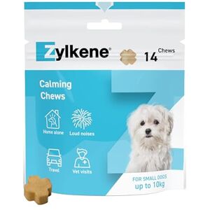 Zylkene Calming Chews for Small Dogs up to 10kg Promotes Relaxation Helps Pets cope with short-term challenging situations Perfect for on the go, holidays, travelling, fireworks 14 Chews Zylkene Calming Chews for Small Dogs up to 10kg Promotes Relaxation Helps Pets cope with short-term challenging situations Perfect for on the go, holidays, travelling, fireworks 14 Chews