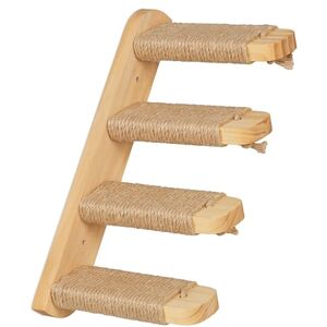 Relaxdays cat Staircase, Mounted, 4-Step Ladder, HWD: Approx. 29x34x22.5 cm, Climbing Wall Accessory, Wood & Jute, 29 x 34 x 22.5 cm Relaxdays cat Staircase, Mounted, 4-Step Ladder, HWD: Approx. 29x34x22.5 cm, Climbing Wall Accessory, Wood & Jute, 29 x 34 x 22.5 cm