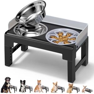 Euqvunn Elevated Dog Bowls with Stand, 6-Level Height Adjustable, 5° Tilt, Splash Guard Design, Raised Dog Bowl with Two 1000ml Stainless Steel & Slow Feeder Dog Bowl,for Small,Medium & Large Pets Euqvunn Elevated Dog Bowls with Stand, 6-Level Height Adjustable, 5° Tilt, Splash Guard Design, Raised Dog Bowl with Two 1000ml Stainless Steel & Slow Feeder Dog Bowl,for Small,Medium & Large Pets
