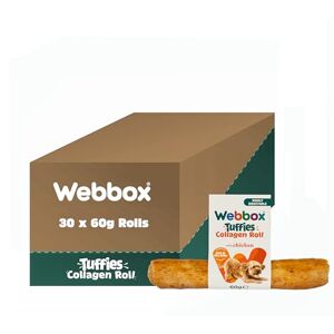 Webbox Tuffies Collagen Roll Dog Treats, Chicken Supports Joint & Skin Health, Highly Digestible Healthy Treat (30 x 60g Rolls) Webbox Tuffies Collagen Roll Dog Treats, Chicken Supports Joint & Skin Health, Highly Digestible Healthy Treat (30 x 60g Rolls)