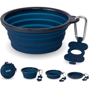 Bonza by Leash Boss Small Collapsible Dog Bowl Twin Pack, Sturdy Reinforced Rim, Includes Carabiner & Water Bottle Holder Keychain, Blue Bonza by Leash Boss Small Collapsible Dog Bowl Twin Pack, Sturdy Reinforced Rim, Includes Carabiner & Water Bottle Holder Keychain, Blue
