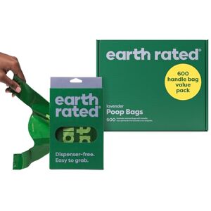 Earth Rated Dog Poo Bags with Handles Value Pack, Easy Tie and Guaranteed Leakproof, Lavender, 600 Handle Bags Earth Rated Dog Poo Bags with Handles Value Pack, Easy Tie and Guaranteed Leakproof, Lavender, 600 Handle Bags