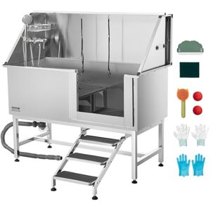 VEVOR Stainless Steel Dog Washing Station, 157.48 cm Pet Grooming Tub w/Stairs, PE Water Filter Board, Faucet & Showerhead & Soap Holder Dog Bathtub for Large & Medium & Small Pets (Right Door) VEVOR Stainless Steel Dog Washing Station, 157.48 cm Pet Grooming Tub w/Stairs, PE Water Filter Board, Faucet & Showerhead & Soap Holder Dog Bathtub for Large & Medium & Small Pets (Right Door)