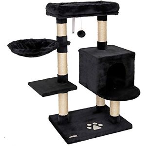lionto Cat Scratching Post with Plush Ball Including Bell & Wall Bracket, Height 93 cm, Cat Tree with Sisal & Plush, Cosy Lying Surface & Caves, Suitable for Small and Large Cats, Black lionto Cat Scratching Post with Plush Ball Including Bell & Wall Bracket, Height 93 cm, Cat Tree with Sisal & Plush, Cosy Lying Surface & Caves, Suitable for Small and Large Cats, Black