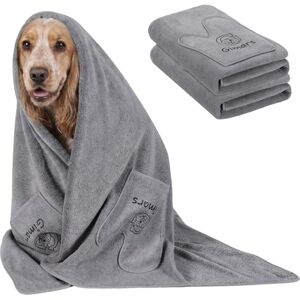 Gimars Thickened Pet Drying Towel with Gloves 140×70cm, 2 Pack, Gray Gimars Thickened Pet Drying Towel with Gloves 140×70cm, 2 Pack, Gray