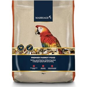 Marriage's Marriages Premier Parrot Food 2kg, Parrot Seed with Oats and Peanut Kernels, Wholesome Bird Seed, Bird Food Packed with Fibre and Protein Marriage's Marriages Premier Parrot Food 2kg, Parrot Seed with Oats and Peanut Kernels, Wholesome Bird Seed, Bird Food Packed with Fibre and Protein