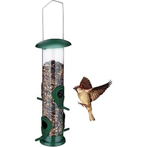 Relaxdays Bird Feeder for Hanging, Feeding Station, Safe from Predators, Easy to Refill, Plastic & Metal, 42x13cm, Green, Iron Relaxdays Bird Feeder for Hanging, Feeding Station, Safe from Predators, Easy to Refill, Plastic & Metal, 42x13cm, Green, Iron