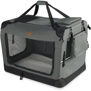 VOUNOT ® Pet Carrier Bag, Foldable Dog & Cat Travel Carrier with 3 Doors, Breathable Mesh, Padded Handles, M, Grey VOUNOT ® Pet Carrier Bag, Foldable Dog & Cat Travel Carrier with 3 Doors, Breathable Mesh, Padded Handles, M, Grey