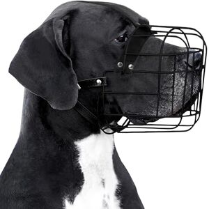 BRONZEDOG Dog Muzzle Adjustable Durable Metal Wire Basket for Large and Extra Large Dogs with Leather Straps Breathable, Drinkable, Training, Prevents Biting BRONZEDOG Dog Muzzle Adjustable Durable Metal Wire Basket for Large and Extra Large Dogs with Leather Straps Breathable, Drinkable, Training, Prevents Biting