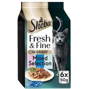 Sheba Fresh & Fine Cat Pouches with Salmon & Tuna in Gravy 8 x 6x50g Sheba Fresh & Fine Cat Pouches with Salmon & Tuna in Gravy 8 x 6x50g