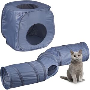 Relaxdays Cat Tunnel and Cave, Pet Toy with 4 Exits, Hideout, Interactive, Pop-up, Foldable, Polyester, Grey, 25 x 131.5 x 35 cm Relaxdays Cat Tunnel and Cave, Pet Toy with 4 Exits, Hideout, Interactive, Pop-up, Foldable, Polyester, Grey, 25 x 131.5 x 35 cm