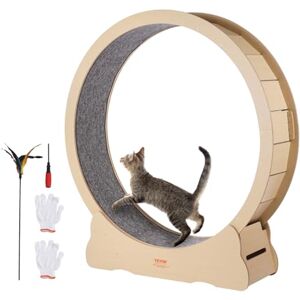 VEVOR Wooden Cat Exercise Wheel, 52" Large Cat Treadmill Wheel for Indoor Cats, Running Wheel with Detachable Carpet & Teaser for Running/Walking/Training, Suitable for Most Cats VEVOR Wooden Cat Exercise Wheel, 52" Large Cat Treadmill Wheel for Indoor Cats, Running Wheel with Detachable Carpet & Teaser for Running/Walking/Training, Suitable for Most Cats
