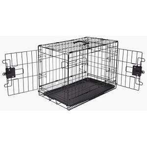 Amazon Basics XS Metal Dog Crate/Cage with Tray, Durable and Foldable Dog Cage with Double Door, Black, Extra Small 56cm (22") Amazon Basics XS Metal Dog Crate/Cage with Tray, Durable and Foldable Dog Cage with Double Door, Black, Extra Small 56cm (22")