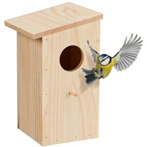 Relaxdays Nesting Box for Tit & Redstart, Hinged, Natural Wood, Birdhouse for Hanging, 25.5 x 15 x 16 cm Relaxdays Nesting Box for Tit & Redstart, Hinged, Natural Wood, Birdhouse for Hanging, 25.5 x 15 x 16 cm