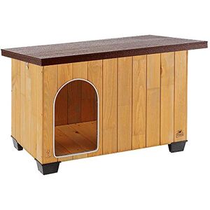 Ferplast BAITA 80 FSC Wooden Dog House Opening Roof, Waterproof & Anti-UV Sloping, with Lock Anti-Bite Aluminium Door Insulating Feet 95.5 x 65 xh 65.5 cm Ferplast BAITA 80 FSC Wooden Dog House Opening Roof, Waterproof & Anti-UV Sloping, with Lock Anti-Bite Aluminium Door Insulating Feet 95.5 x 65 xh 65.5 cm