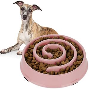 Relaxdays Slow Feeder Bowl, Anti Gulping, Food for Dogs, 600 ml, Eat Slowly, Dishwasher Safe, Spiral, Pink Relaxdays Slow Feeder Bowl, Anti Gulping, Food for Dogs, 600 ml, Eat Slowly, Dishwasher Safe, Spiral, Pink