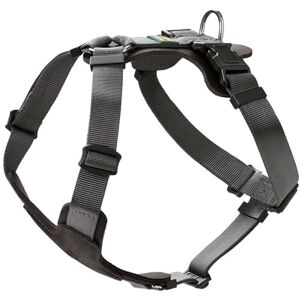 HUNTER AALBORG MIXED Dog Harness, Colour: Black/Grey, Cowhide Leather/Nylon, Adjustable to 5 Positions, Lightweight, with Plastic Buckles, Made in Germany, Size: M-L HUNTER AALBORG MIXED Dog Harness, Colour: Black/Grey, Cowhide Leather/Nylon, Adjustable to 5 Positions, Lightweight, with Plastic Buckles, Made in Germany, Size: M-L