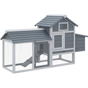 PawHut Chicken Coop Hen Cage Small Animal Hutch Nesting Box Outdoor Run Grey PawHut Chicken Coop Hen Cage Small Animal Hutch Nesting Box Outdoor Run Grey