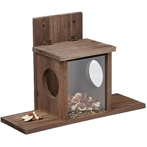Relaxdays Squirrel Feeder, Wooden, 2 Entrances & Standing Platform, Feeding Station, Nut & Seed Dispenser, Brown, 90% wood 10% plastic, 24 x 35 x 13 cm Relaxdays Squirrel Feeder, Wooden, 2 Entrances & Standing Platform, Feeding Station, Nut & Seed Dispenser, Brown, 90% wood 10% plastic, 24 x 35 x 13 cm