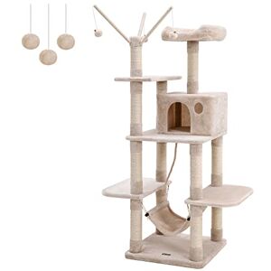 Feandrea Cat Tree, Cat Condo with Hammock, Perch, Cat Tower, Beige PCT86M Feandrea Cat Tree, Cat Condo with Hammock, Perch, Cat Tower, Beige PCT86M
