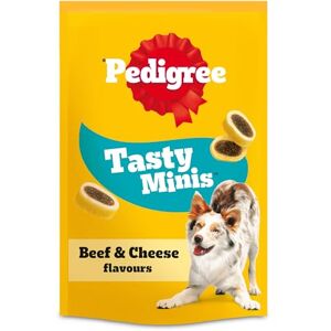 Pedigree TASTY MINIS Adult Dog Treats Cheese & Beef Nibbles 140g Pack of 8, Packaging May Vary Pedigree TASTY MINIS Adult Dog Treats Cheese & Beef Nibbles 140g Pack of 8, Packaging May Vary
