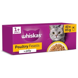 whiskas Adult Wet Cat Food in Jelly 40x85g Poultry Feasts whiskas Adult Wet Cat Food in Jelly 40x85g Poultry Feasts