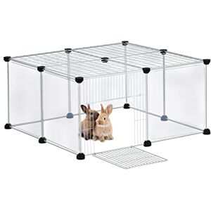 Relaxdays Free Range Enclosure for Small Pets, HWD: 37x75x75 cm, with Door & Cover, DIY, Extendable, Transparent, White Relaxdays Free Range Enclosure for Small Pets, HWD: 37x75x75 cm, with Door & Cover, DIY, Extendable, Transparent, White