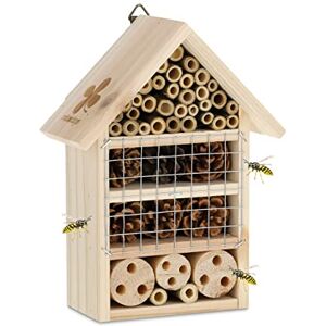 Relaxdays Insect Hotel, Nesting Aid for Bees, Wasps, Butterflies, in Garden or Terrace, HWD: 24 x 18 x 9 cm, Natural Relaxdays Insect Hotel, Nesting Aid for Bees, Wasps, Butterflies, in Garden or Terrace, HWD: 24 x 18 x 9 cm, Natural