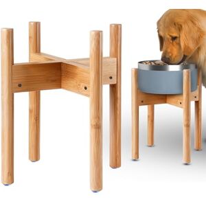 ZPirates Dog Bowl Stand for Large Dogs Height 14-inch, Adjustable, Lockable Width 8-11inches Wide Food and Water Feeder Holder Bamboo ZPirates Dog Bowl Stand for Large Dogs Height 14-inch, Adjustable, Lockable Width 8-11inches Wide Food and Water Feeder Holder Bamboo