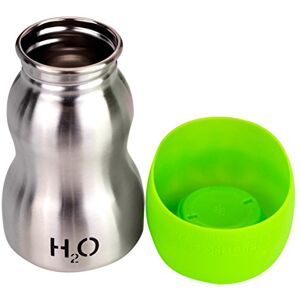 H2O4K9 Stainless Steel Dog Water Bottle and Travel Bowl, Small, 270 ml, Lime Green H2O4K9 Stainless Steel Dog Water Bottle and Travel Bowl, Small, 270 ml, Lime Green