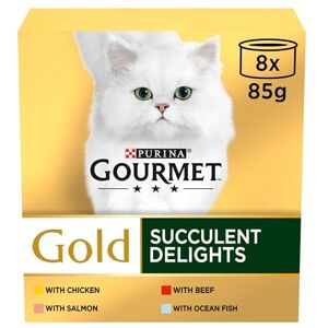 Gourmet Gold Succulent Delights Wet Cat Food 8x85g, Pack of 6 Gourmet Gold Succulent Delights Wet Cat Food 8x85g, Pack of 6