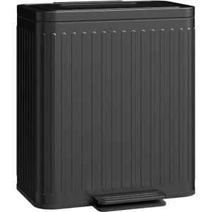 HOMCOM Dual Kitchen Bin, 2 x 20L Double Bin for Recycling and Waste, Fingerprint-proof Pedal Bin with Soft-Close Lid, Removable Inner Buckets, Black HOMCOM Dual Kitchen Bin, 2 x 20L Double Bin for Recycling and Waste, Fingerprint-proof Pedal Bin with Soft-Close Lid, Removable Inner Buckets, Black